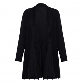 Beige Pleated A-Line Cardigan Black - Plus Size Collection