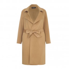 BEIGE CLASSIC WOOL MIX COAT IN CAMEL - Plus Size Collection