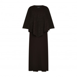 Beige Dress With Sparkle Cape Black - Plus Size Collection