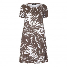 BEIGE LABEL LEAF PRINT SHORT JERSEY DRESS  - Plus Size Collection