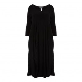 BEIGE BLACK JERSEY DRESS WITH BUBBLE HEM - Plus Size Collection