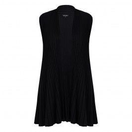 Beige Pleated A-Line Gilet Black - Plus Size Collection