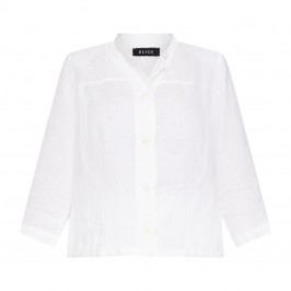 Beige Linen Jacket White  - Plus Size Collection