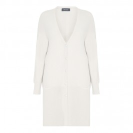 BEIGE LONG V-NECK CARDIGAN IN CREAM - Plus Size Collection
