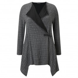 BEIGE WAFFLE CARDIGAN IN GREY AND BLACK - Plus Size Collection