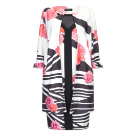 BEIGE LABEL FLORAL PRINT AND STRIPE DRESS+COAT  - Plus Size Collection