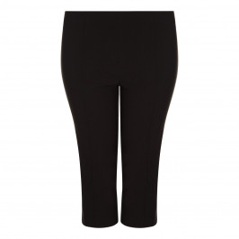 BEIGE LABEL SLIM LEG CROPPED VISCOSE STRETCH TROUSER IN BLACK - Plus Size Collection