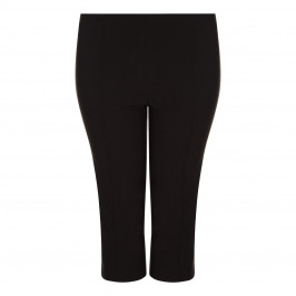 BEIGE LABEL SLIM LEG CROPPED VISCOSE STRETCH TROUSER IN BLACK - Plus Size Collection