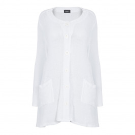 BEIGE LABEL TRAPEZE CARDIGAN WHITE - Plus Size Collection