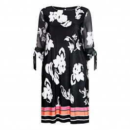 BEIGE GEORGETTE PRINT DRESS BLACK AND WHITE - Plus Size Collection