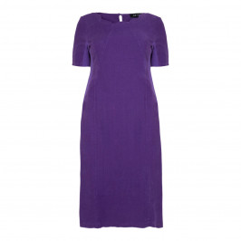BEIGE SCALLOP NECK LINEN DRESS ULTRA VIOLET - Plus Size Collection