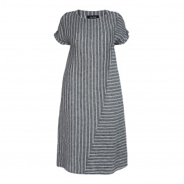 BEIGE LABEL GREY LINEN STRIPE DRESS - Plus Size Collection