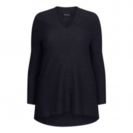 Beige label merino wool Knitted Tunic Navy - Plus Size Collection