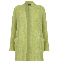 Beige Longline chartreuse boucle Cardigan - Plus Size Collection