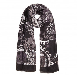 BEIGE LABEL BLACK FLORAL PRINT SCARF - Plus Size Collection