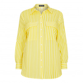 BEIGE LABEL YELLOW AND WHITE STRIPE COTTON SHIRT - Plus Size Collection