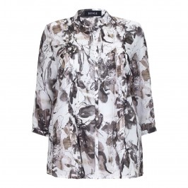 Beige black and white abstract print SHIRT - Plus Size Collection