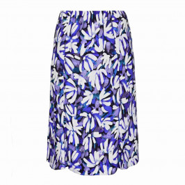 BEIGE FLORAL PRINT SKIRT BLUE - Plus Size Collection