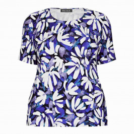 BEIGE FLORAL PRINT T-SHIRT BLUE - Plus Size Collection