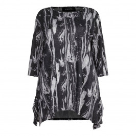 BEIGE label grey abstract print TOP - Plus Size Collection