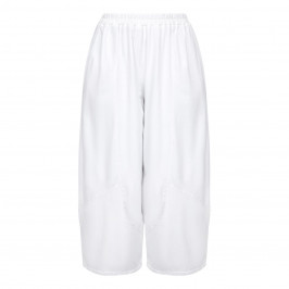 BEIGE LABEL WHITE COTTON TROUSER ELASTICATED WAIST  - Plus Size Collection