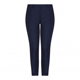 BEIGE PULL ON ANKLE GRAZER TROUSER NAVY - Plus Size Collection