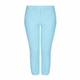 BEIGE LABEL JACQUARD PULL ON TROUSER TURQUOISE - Plus Size Collection