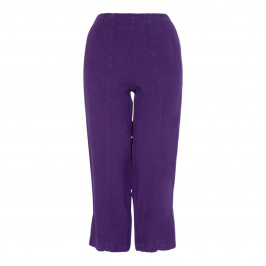 BEIGE LABEL WIDE LEG PULL ON LINEN TROUSER PURPLE - Plus Size Collection