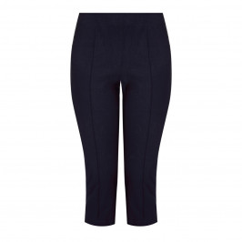 BEIGE PULL ON CROPPED TROUSER NAVY - Plus Size Collection