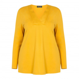 BEIGE LABEL STRETCH JERSEY V-NECK TUNIC YELLOW - Plus Size Collection