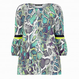 BEIGE SNAKESKIN PRINT TUNIC GREEN - Plus Size Collection