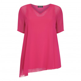 BEIGE V-NECK CHIFFON TUNIC CERISE - Plus Size Collection