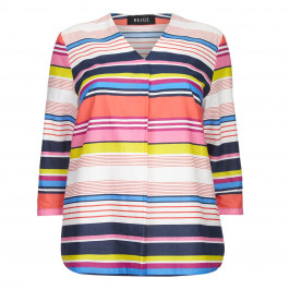 BEIGE LABEL MULTICOLORED STRIPE COTTON TUNIC - Plus Size Collection