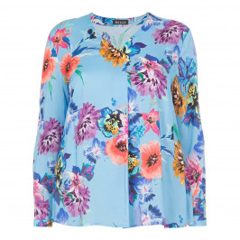 BEIGE LABEL BLUE FLORAL PRINT TUNIC - Plus Size Collection