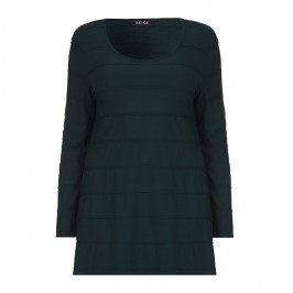 BEIGE RIB TEXTURE JERSEY TUNIC IN FOREST GREEN - Plus Size Collection