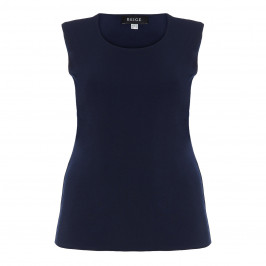 BEIGE JERSEY NAVY VEST TOP - Plus Size Collection