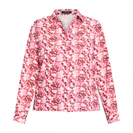 Beige Spot Print Shirt Pink  - Plus Size Collection