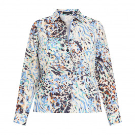 Beige Abstract Animal Print Shirt  - Plus Size Collection