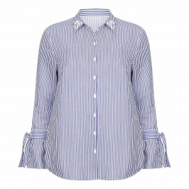 BEIGE LABEL STRIPE SHIRT WITH PEARL COLLAR - Plus Size Collection