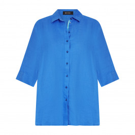 Beige Pure Linen Shirt Gitane Blue  - Plus Size Collection