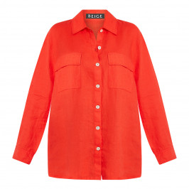BEIGE LINEN SHIRT RED - Plus Size Collection