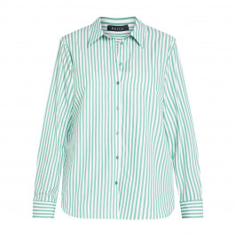 BEIGE CANDY STRIPE SHIRT GREEN - Plus Size Collection