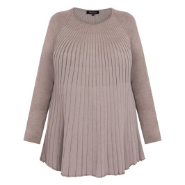 Beige Pleated A-Line Sweater Taupe - Plus Size Collection