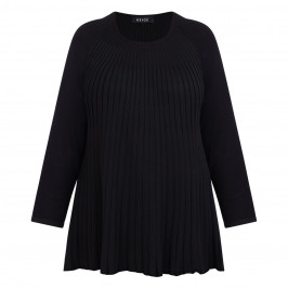 Beige Pleated A-Line Sweater Black - Plus Size Collection