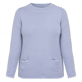 Beige Round Neck Sweater Pale Blue - Plus Size Collection