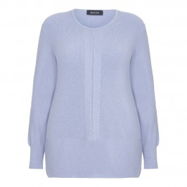 BEIGE RIB DETAIL LIGHT WEIGHT SWEATER IN BABY BLUE - Plus Size Collection