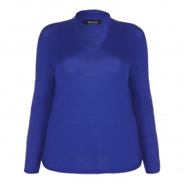 BEIGE v-neck wool SWEATER in royal blue - Plus Size Collection