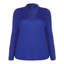 BEIGE v-neck wool SWEATER in royal blue - Plus Size Collection