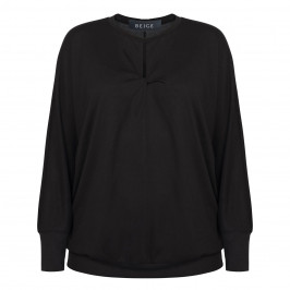 BEIGE STRETCH JERSEY TOP BLACK - Plus Size Collection