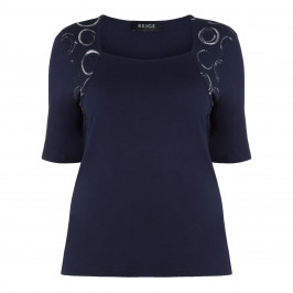 BEIGE LABEL SCOOP NECK TOP WITH DOT SHOULDER INSERT - Plus Size Collection
